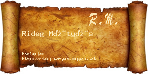 Rideg Mátyás névjegykártya